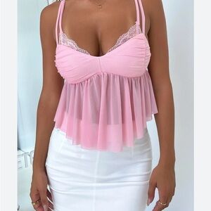 Pink Lace Trim Camisole Top NEW